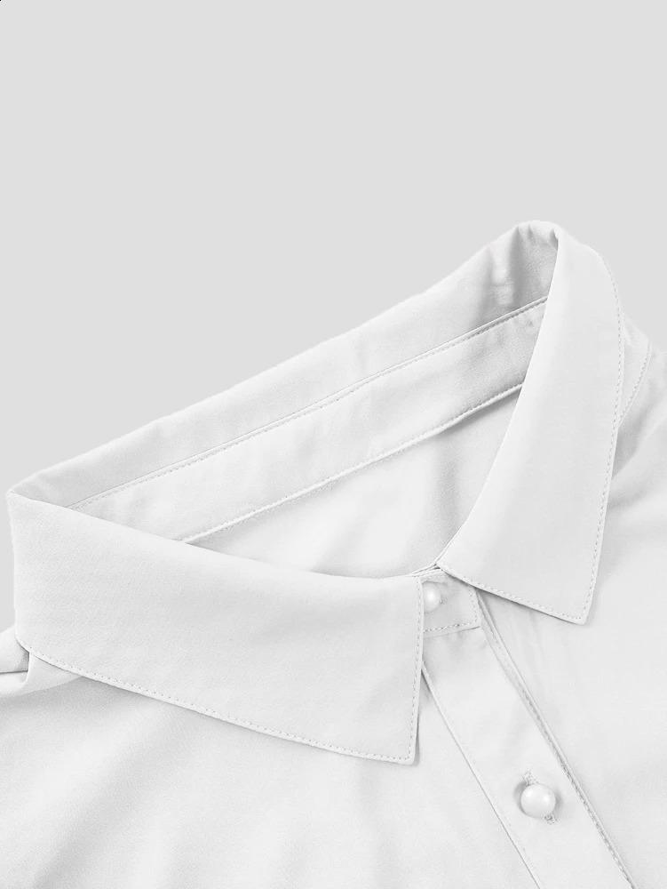 Plus Size 2025 SpringSummer Womens Casual Puff Sleeve Shirt Solid Color Suitable for Office Outdoor Single Chest 250319
