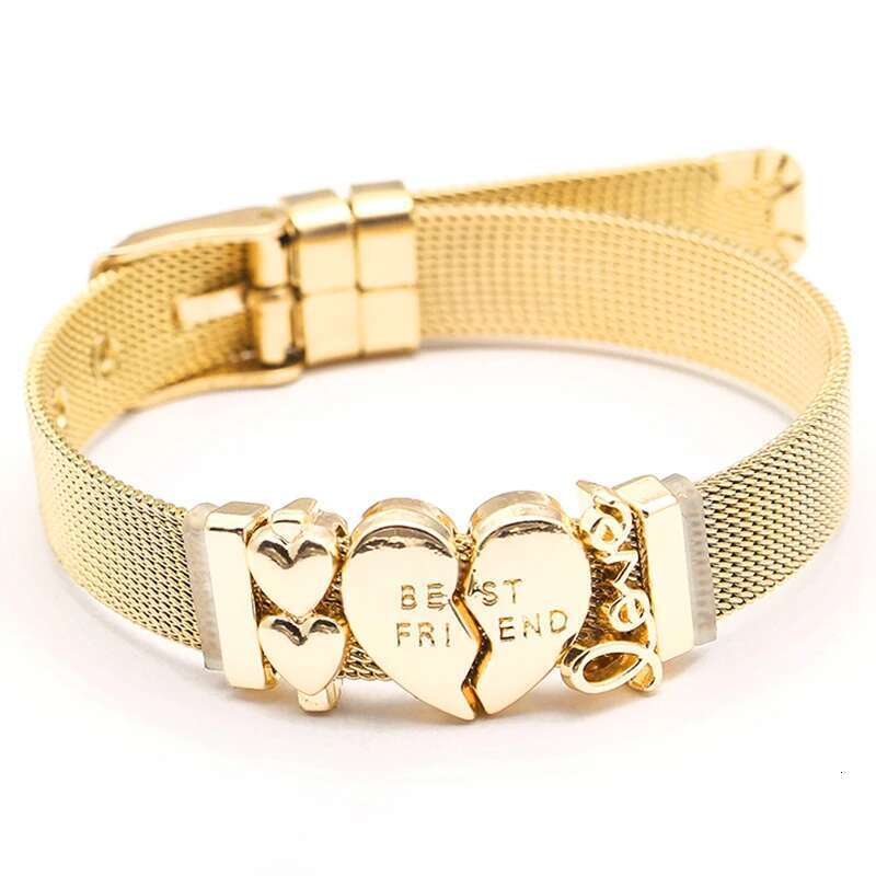 10mm Best Friend Love Beads Stainless Steel Mesh Bracelets DIY Charm Keeper Bracelets Bangle For Women Friend Men Jewelry Gift