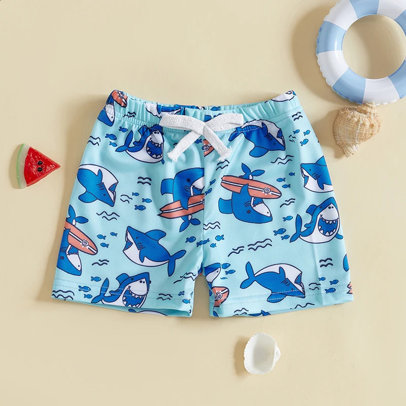 Children s Boys Swim Trunks with Fun Dinosaur Star Print Adjustable Elastic Waist Beach Shorts for Toddler Swimwear 250319