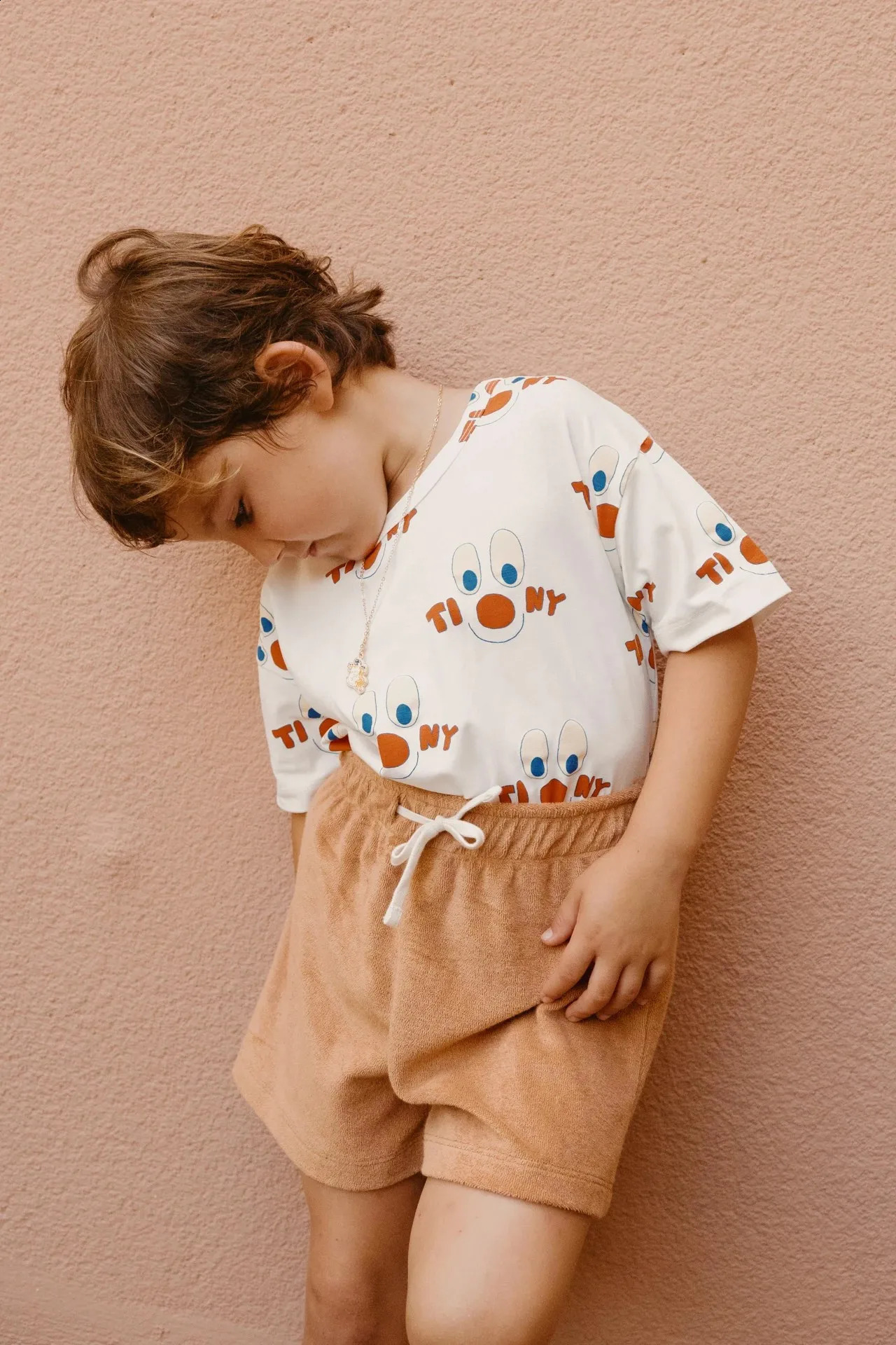 Childrens Short-sleeved Suit 2025 Summer Printing Fashion Boys Tops Cotton Cute Girls t-shirt Shorts Childrens Clothing 250319