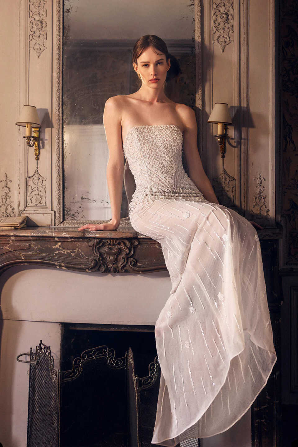 Glamorous Prom Dresses Mermaid Shining Sequins Strapless Beaded Sleeveless Custom Made Zipper Court Gown Evening Dress Plus Size Special Occasion Vest