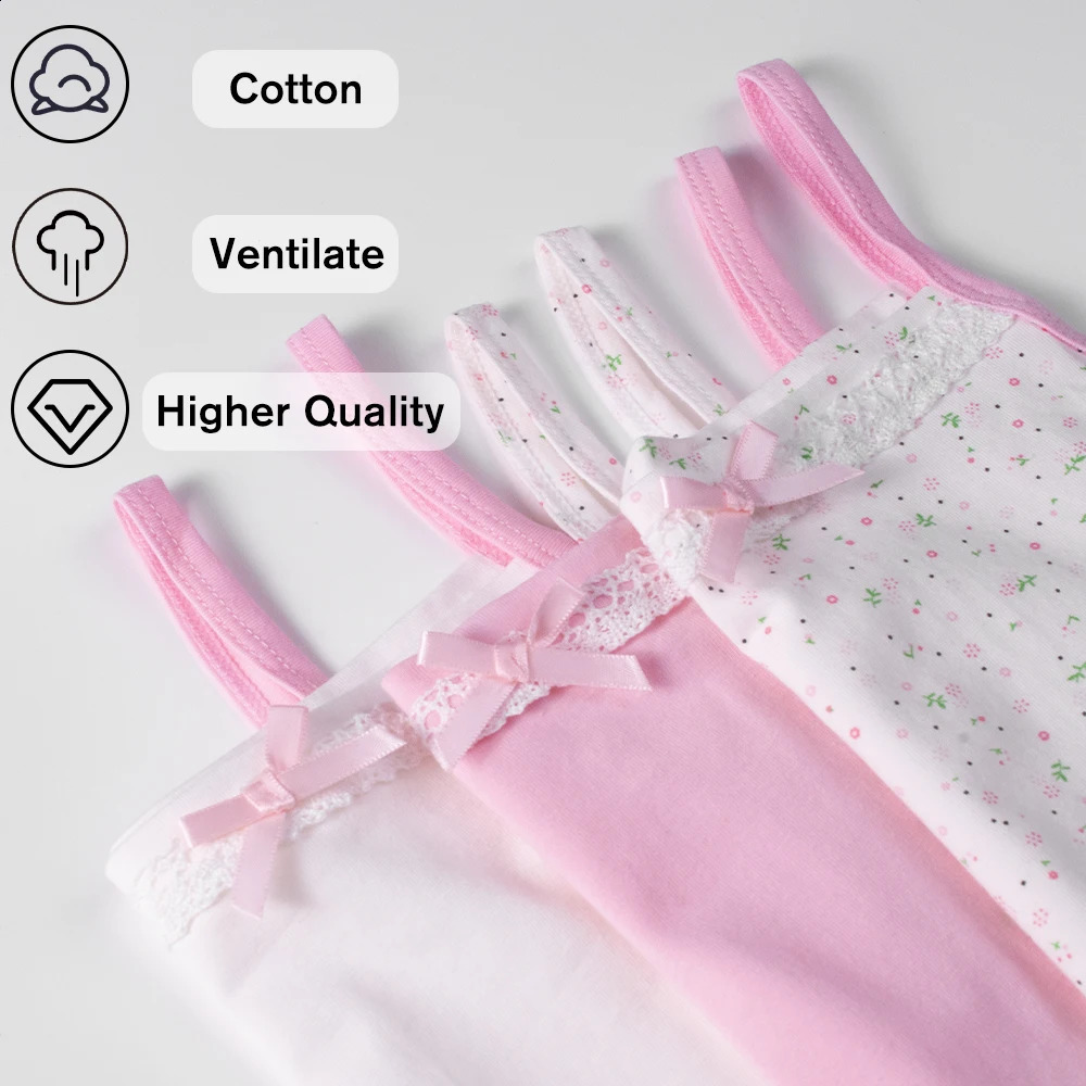 2024 Summer Childrens Girls Tank Top Sleeveless Tshirt Cartoon Flower Vest Cotton Underwear Youth 250312