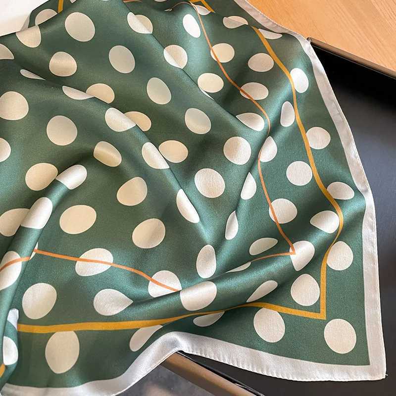 53cm Square Real Silk Neck Scarf Wen Dot Print Spring Fashion Foard Bandana Fem Hairbands Bufanda Scarves Ties 2023 X2503191
