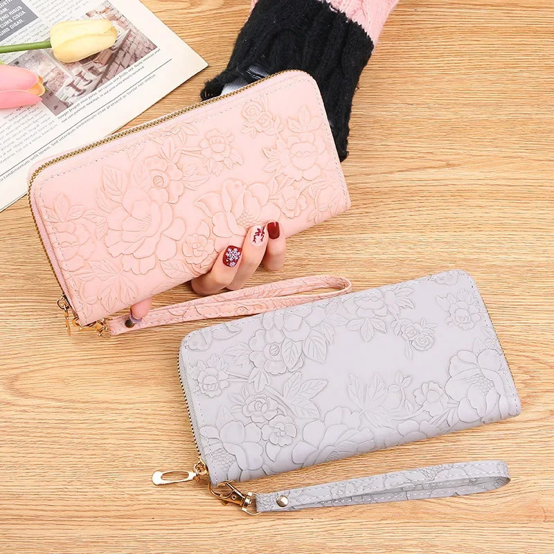Trend Korean Edition Womens Pu Leather Handbag Multi functional Long Portable Wallet 250318