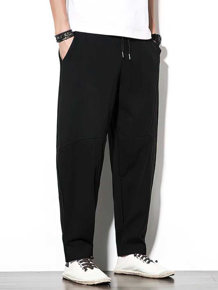 100% Cotton Jogger Pants Men Baggy Casual Trousers Male Walking Wide leg Loose Sweatpants Chinese Summer Big size 2025 New X250319