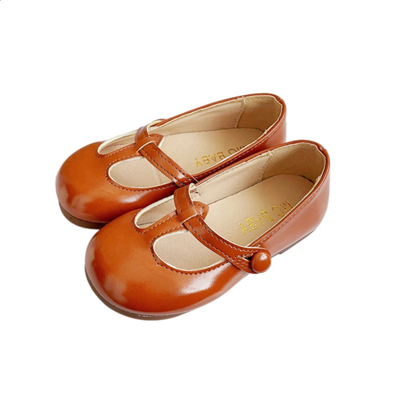 Girls Soft Bottom Glossy Flat Small Leather Shoes Childrens British Style Female Baby Princess 250319
