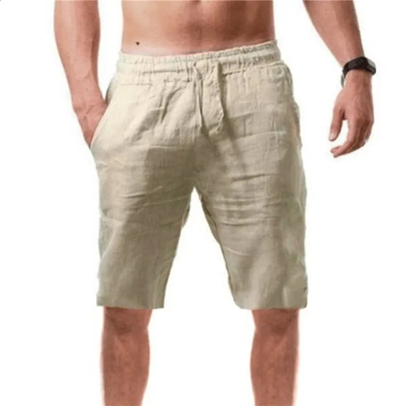 Mens Cotton Linen Shorts Pants Male Summer Breathable Solid Color Linen Short Trousers Fitness Streetwear S-3XL 250317