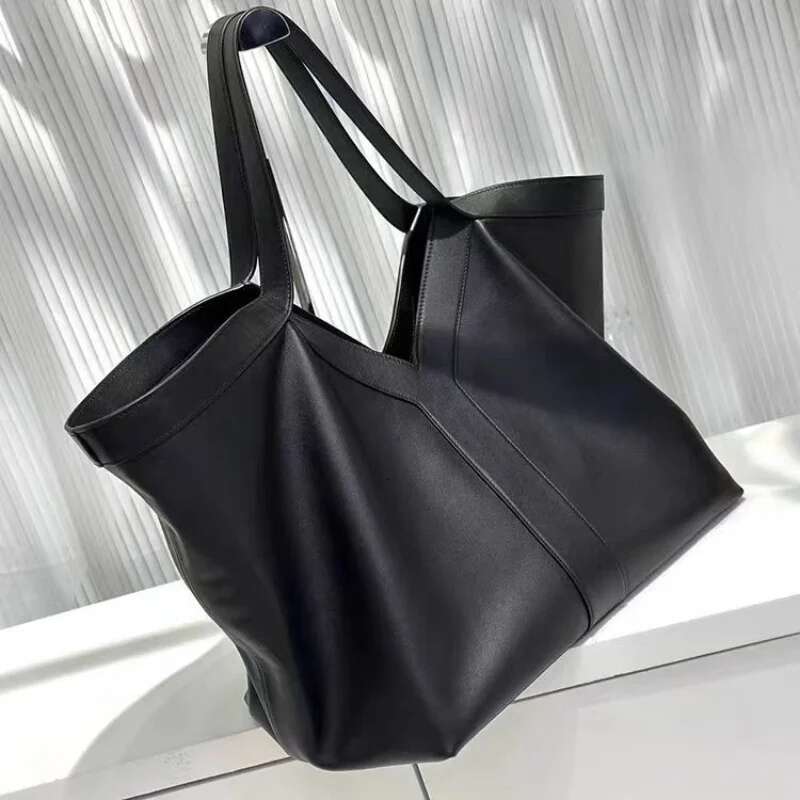 High-End Brand Genuine Leather Women's Tote Retro Large Capacity Underarm New Y Letter Design Versatile Shoulder Bag
