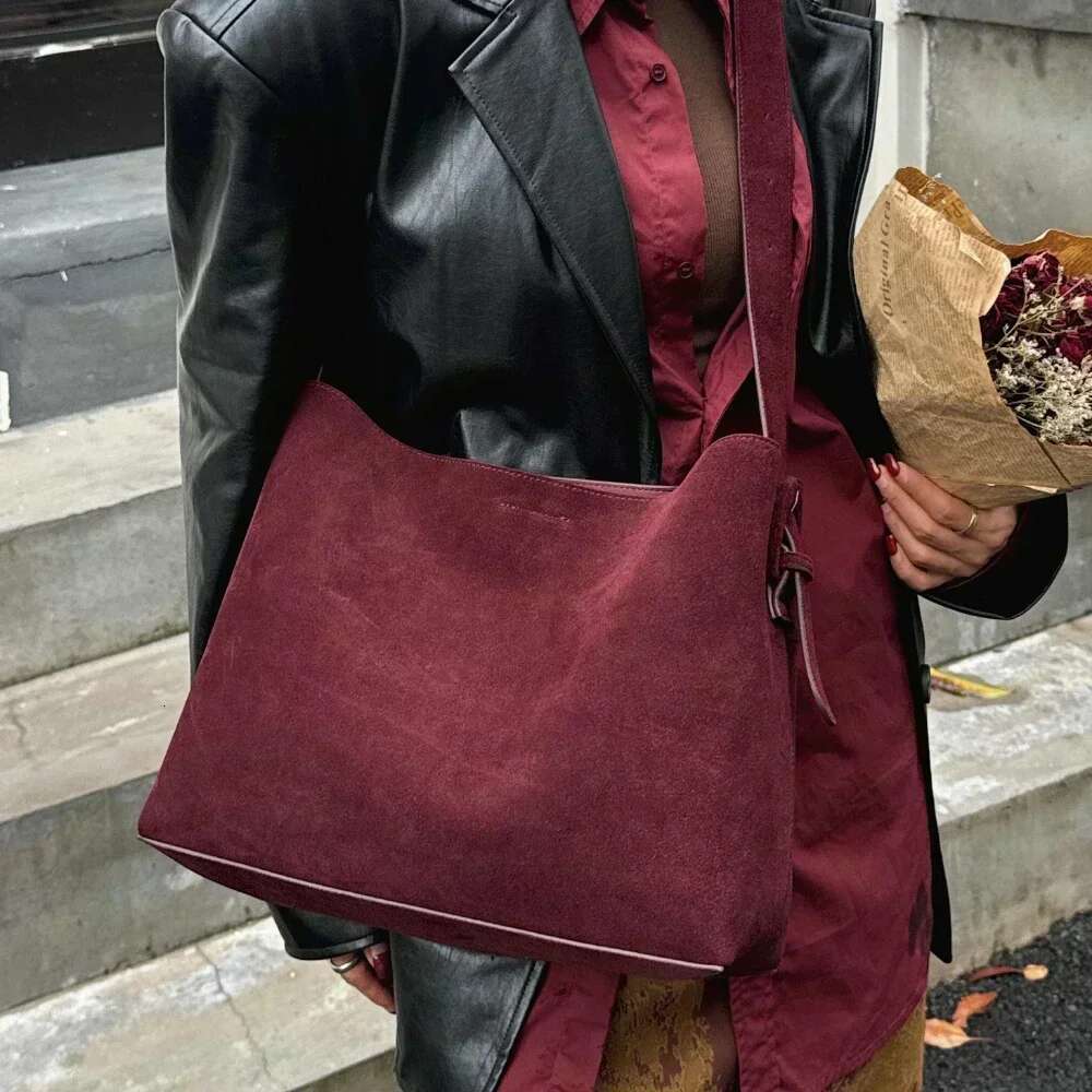 Oversize Women Bag Suede Leather Winter Bags Frosted Cow Skin Handbag And Purses Retro Lady Tote