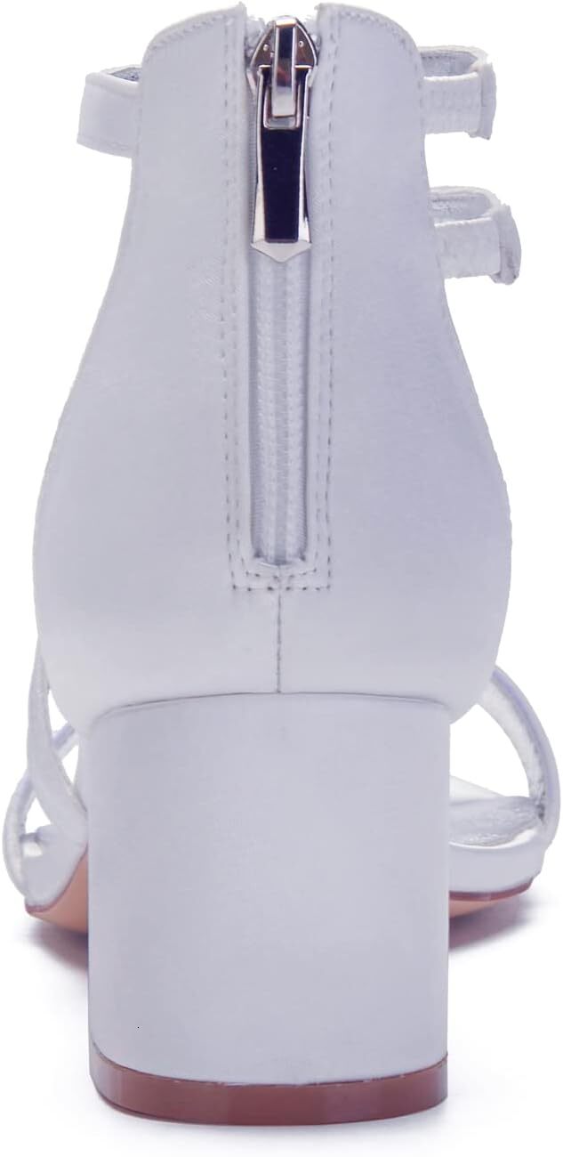 2025 New With Box Designer Women's heeled sandals with thick heels and ankle straps, crystal wedding dress shoes, low heeled comfortable high hee