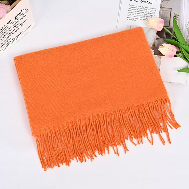 K169 Thick autumn and winter imitation cashmere scarf SKY solid color warm shawl female easy to wear neck scarf gift can be printed