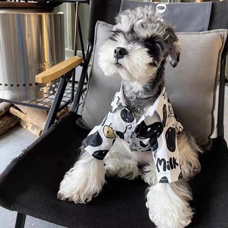 Dog clothing cow print pet clothing fashion handsome puppy fashion Schnauzer spring and summer black and white wholesale 250318