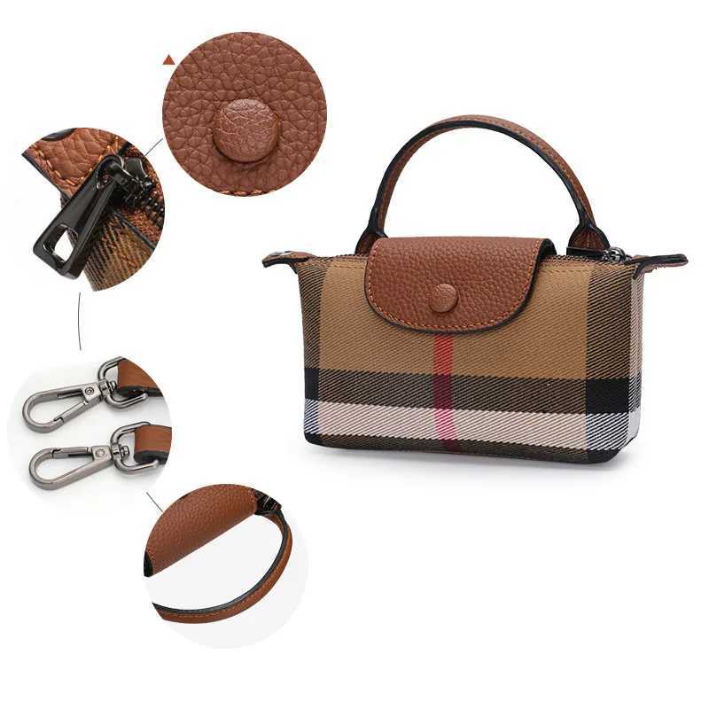New Arrival Aidrani The new womens one shoulder crossbody bag is made of canvas and cowhide with a high-end and elegant checkered pattern T250318