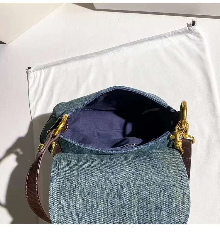 Autumn High Quality Blue Denim Square Women Fashion Handbag Shoulder Messenger Lady Purse Female Underarm Bag Armpit