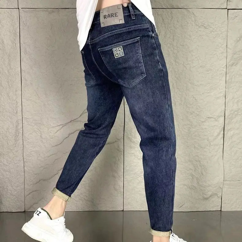 Harajuku Fashion Trendy Spring Autumn Slim Fit Casual Jeans for Men Vintage Tapered Pencil Pants Stretch Boyfriend 250312