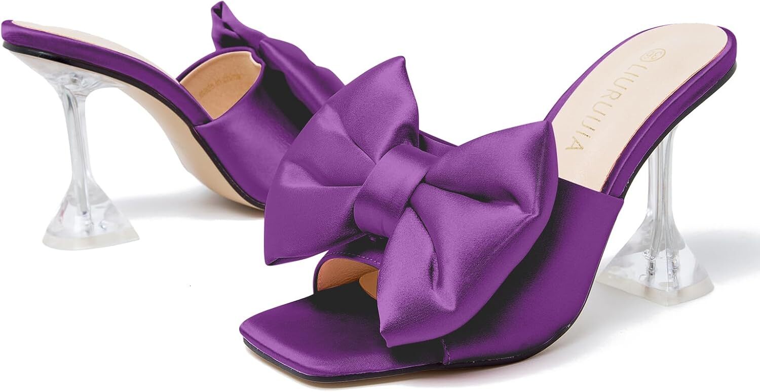 2025 New With Box Designer sandals Women's bow, high heels, dress, sandals, one foot kick, party, dance, wedding, bride's shoes