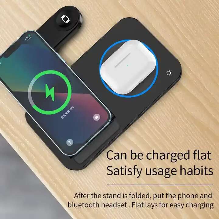 Wireless 3in1 4 in 1 Charging Station Foldable Adjustable Phone Charger Dock for iPhone Apple Watch