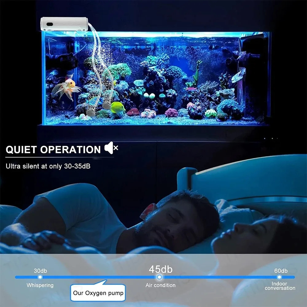 Aquarium Fish Tank Oxygen Pump Charging DualPurpose Air Usb Lithium Battery Household Portable Fishing Mute 6000mA Outdoor 250318