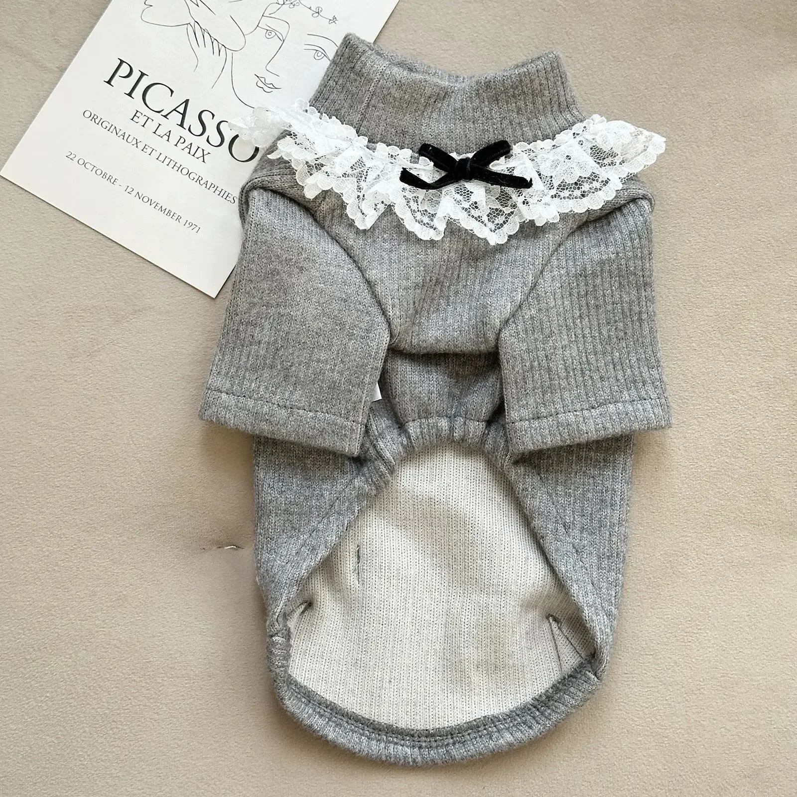 Lace Collar Base Shirts Dog Clothes Solid Color Small Dogs Clothing Kawaii Fashion Spring Autumn Outfits Girl Maltese Pet Items 250318