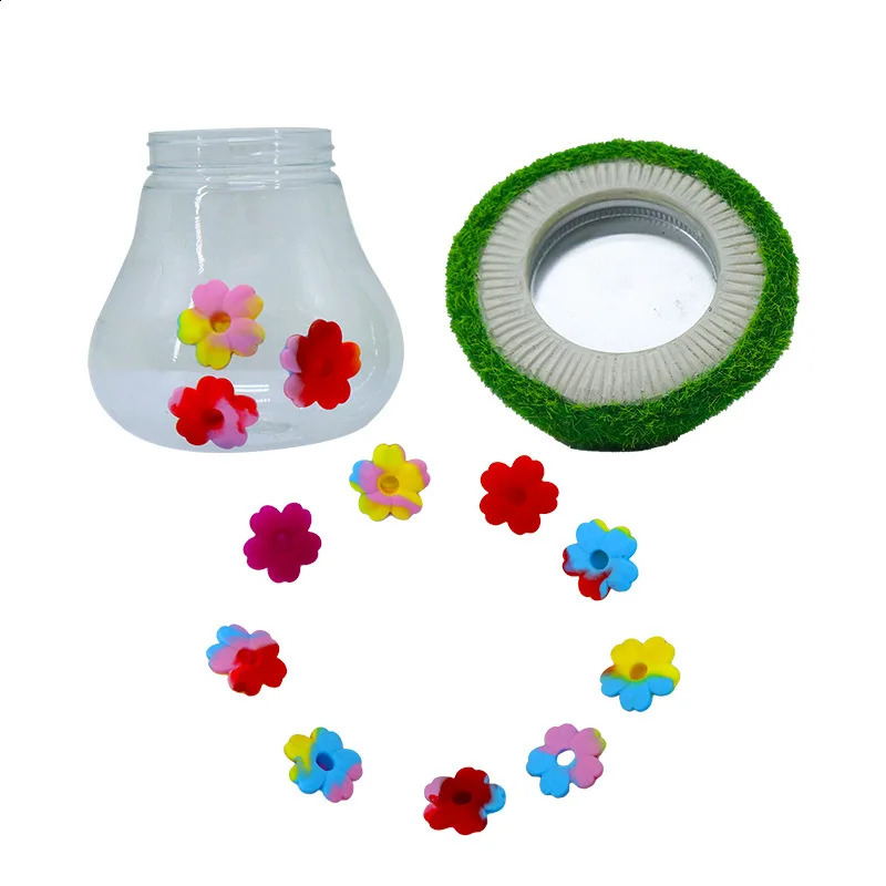 Hummingbird Feeder Outdoor Portable Hanging Tie Dyed Silicone Flower Courtyard Fun Decoration Mushroom Shaped 250318
