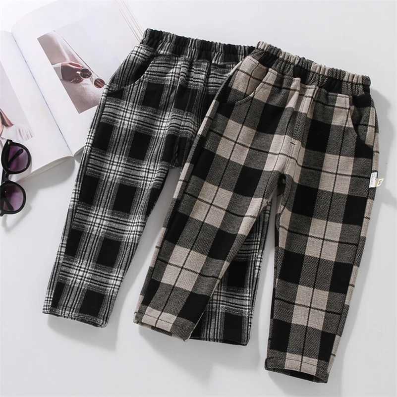 2024 Spring and Autumn Boys Fashion Black and White Checkered Straight Leg Pants/Casual Pants 1-6 Years OldT250318