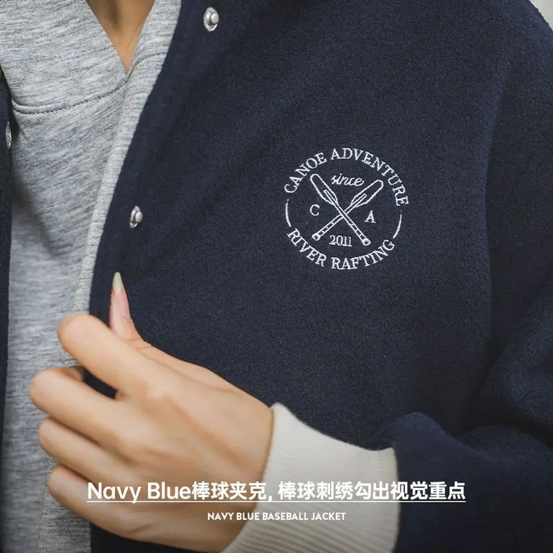 MADEN Womens Baseball Jacket Autumn Long Sleeve Loose Color Blocked ed Pre made Style 250317