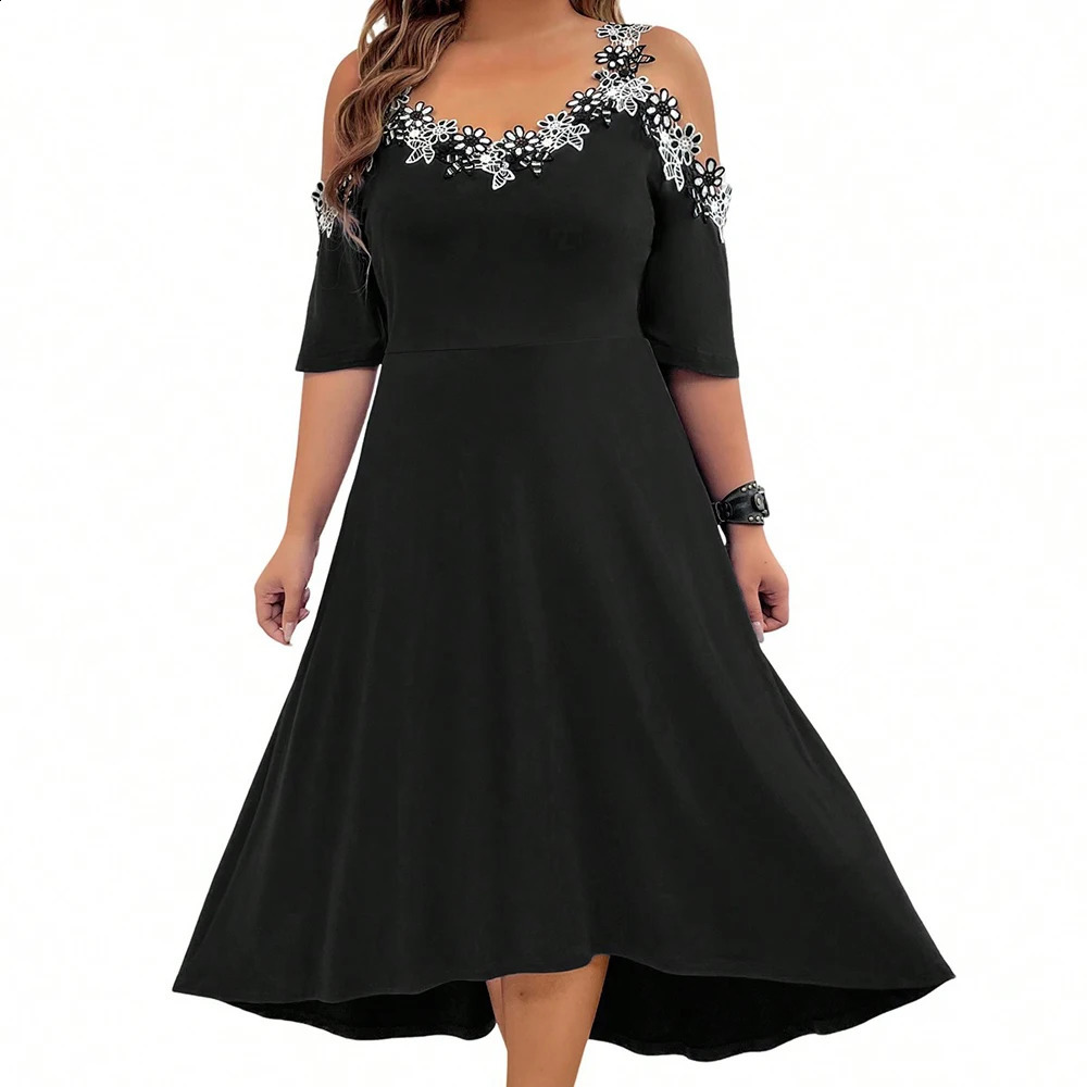 Plus size womens sparkling embossed spaghetti shoulder strap short sleeved dress polyester summer choice 250319