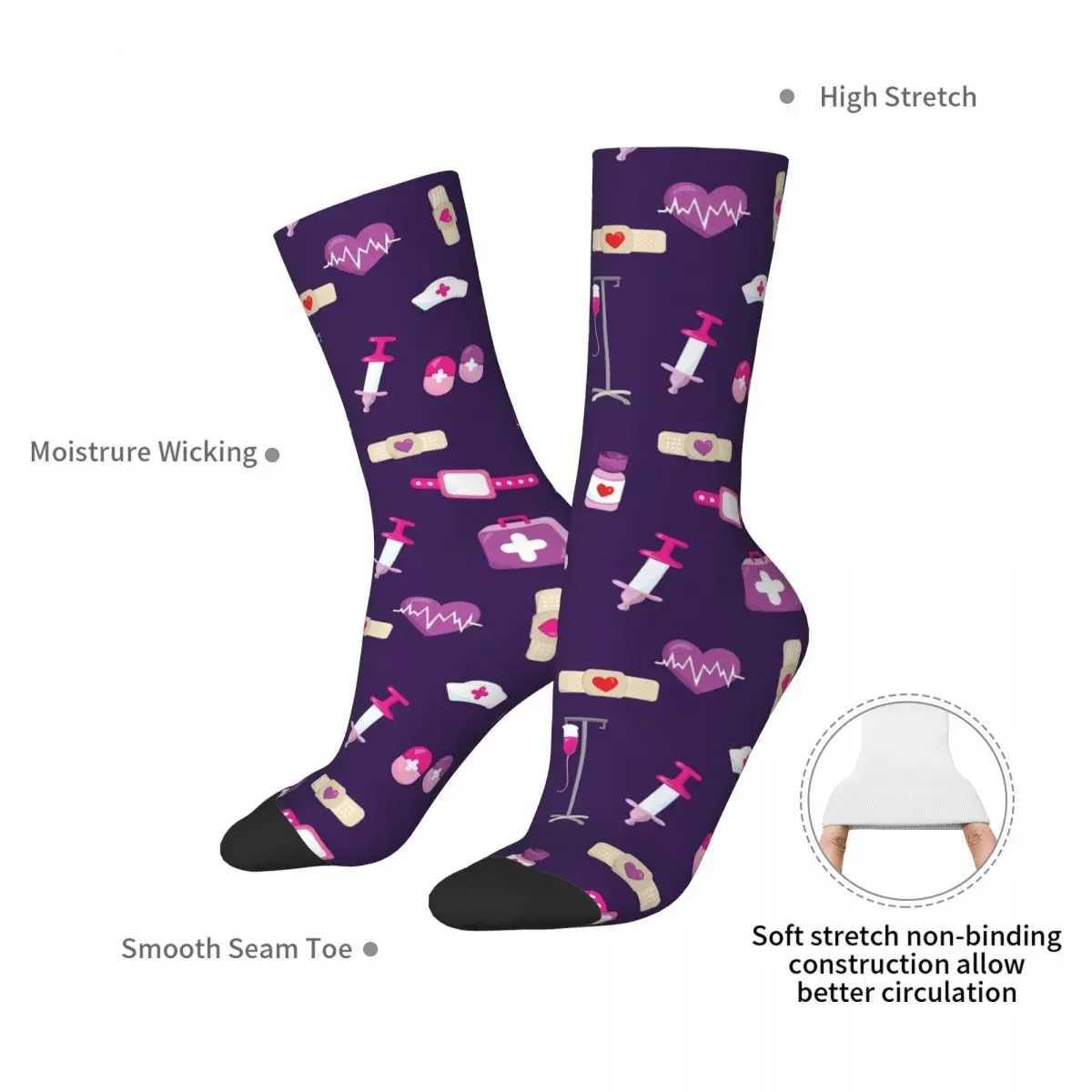 Cute Hospital Medical Pattern Gift For Nurses Socks Harajuku High Quality Stockings All Season Long Socks for Man Woman Gifts X250319