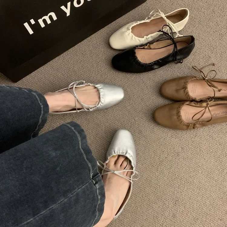French Vintage Flat Bottom Shoes Soft Sole Loafers 2025 New Arrival Shoes Sier Mary Jane Single Shoes For Women Round ToeXJ250319