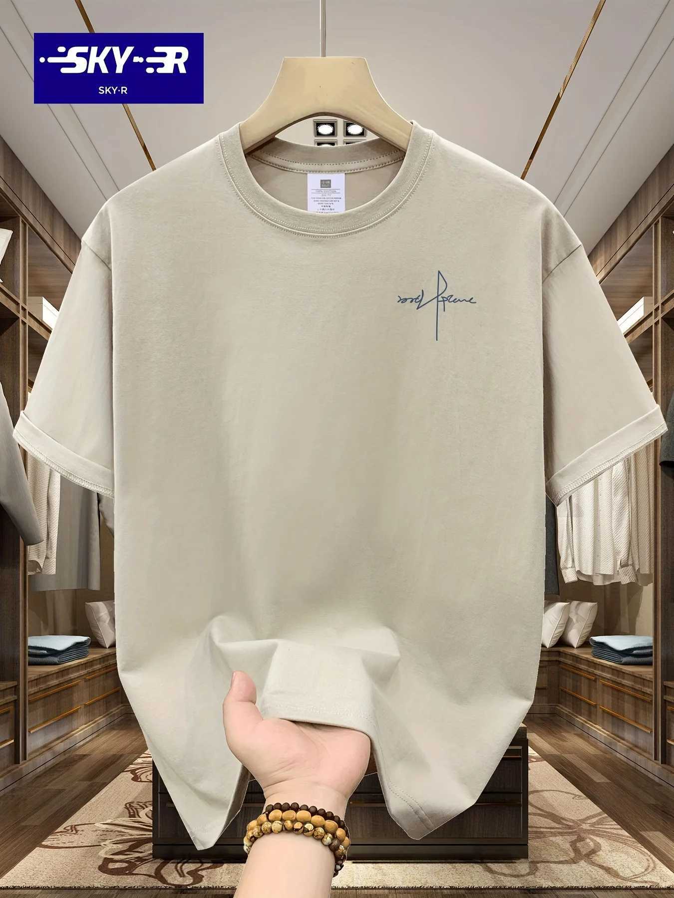 Summer mens 100% pure cotton casual sports loose large letter pattern printed comfortable round neck short sleeved T-shirt topT250318