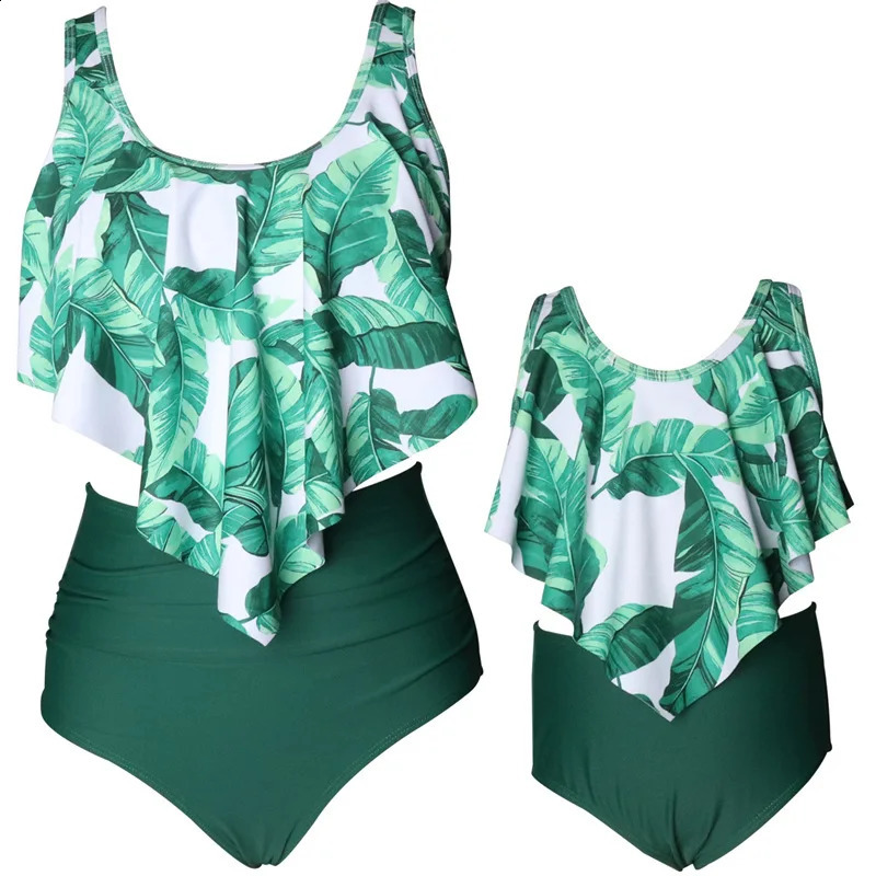 Mother Kids Girls Swimsuit Swimming Clothing Women Holiday Bikini Bathing Suit Family Matching Swimwear Mummy Daughter Beachwear 250319