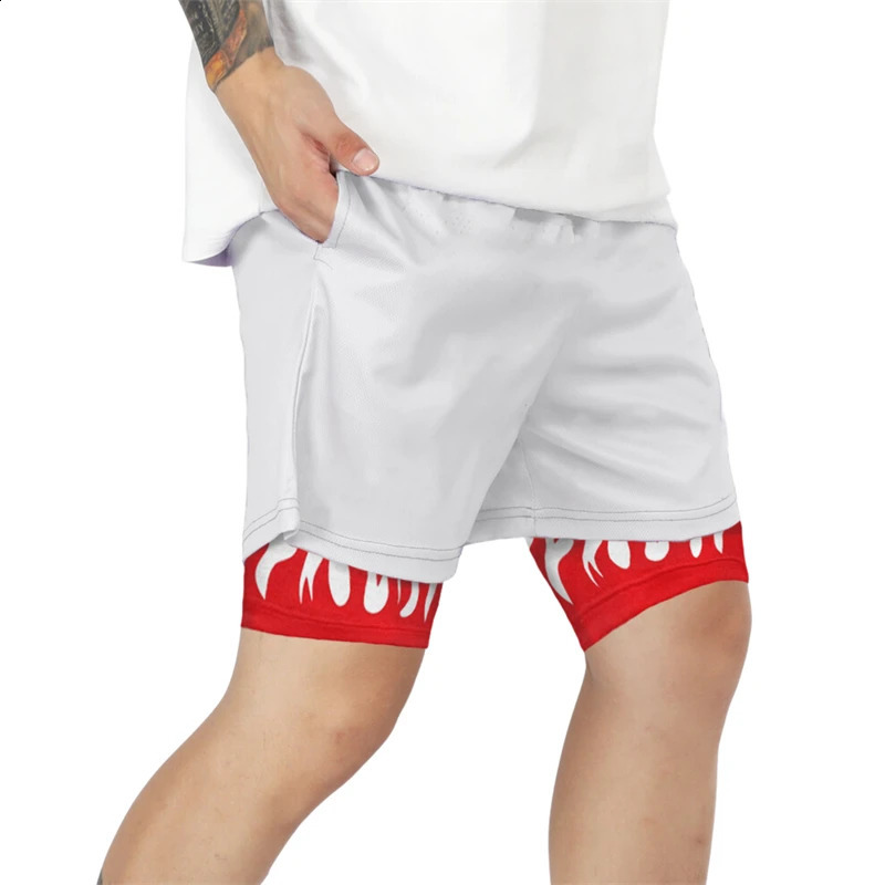 Stylish 2 in 1 Workout Running Shorts for Men Gym Athletic Quick Dry Shorts with Liner Summer Casual Print Shorts with Pockets 250317
