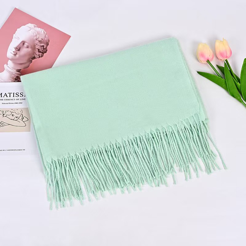 K169 Thick autumn and winter imitation cashmere scarf SKY solid color warm shawl female easy to wear neck scarf gift can be printed