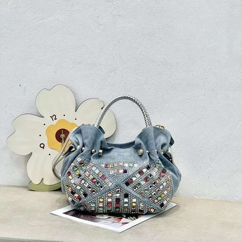 2025 New Korean Mini Fashion Double Set Canvas Handbag Designer Girls' Trendy Bag Trendy Cowboy Blue Trendy Handbag