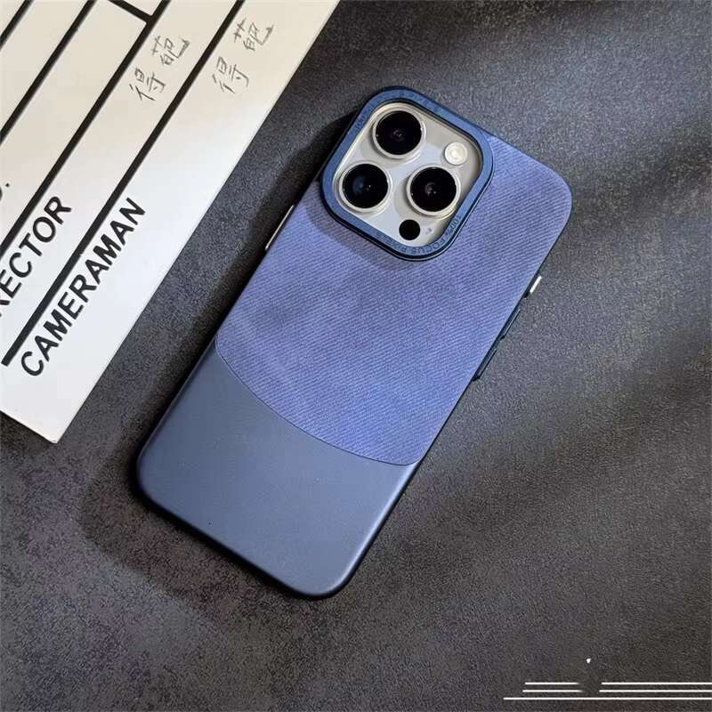 Splicing Flannel Cell Phone Case Ultra Thin Matte Anti Fall Back Cover With Metal Lens for iPhone 16 15 14 13 12 Pro Max