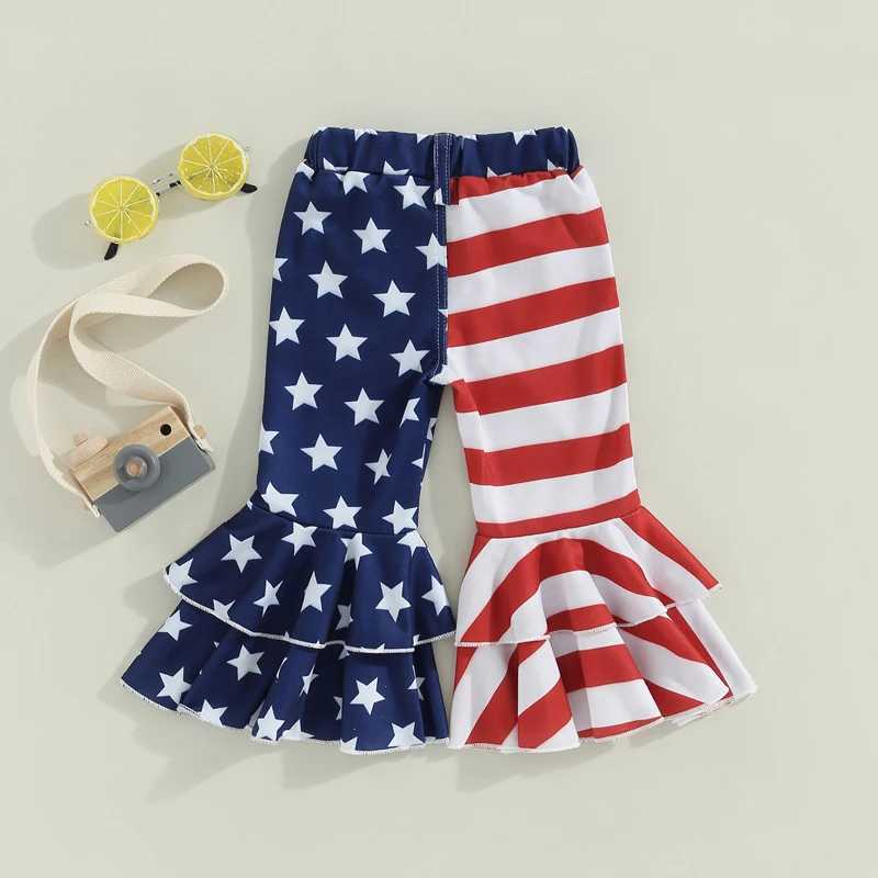 Girls Cute Floral Print Ruffle Hem Elastic Waist Flared Pants for Spring and Autumn Toddler Fashion WearT250318