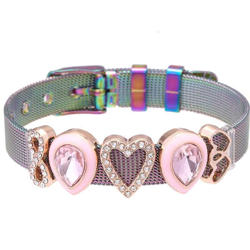 Black & Colorful Stainless Steel Mesh Bracelet Bangles For Women with Slide Charms Bracelets DIY Jewelry as Special Gift