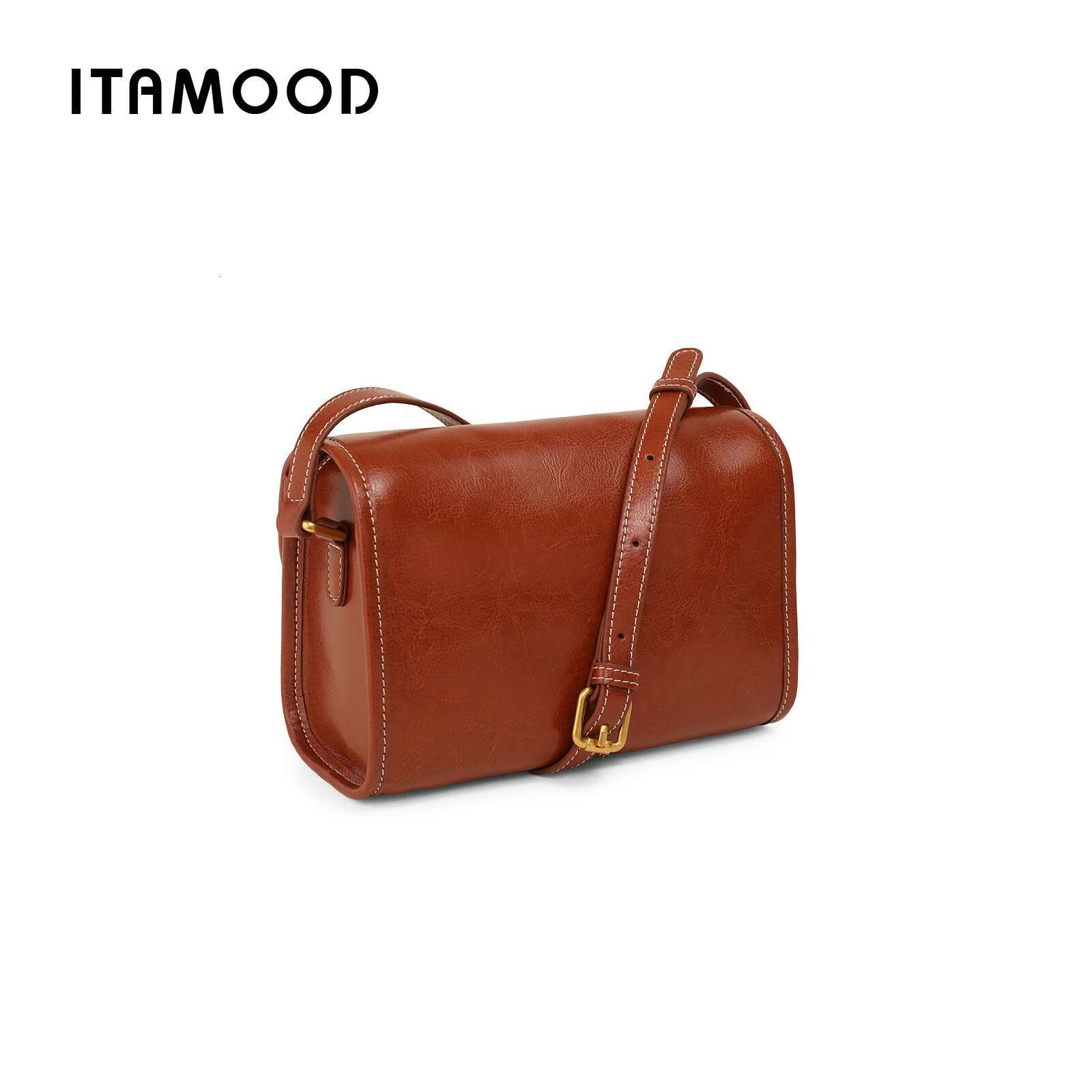 ITAMOOD Texture Leather Square Senior Sense Of Retro Small Shoulder Bag Fashion Handbag With Cute Elephant Pendant