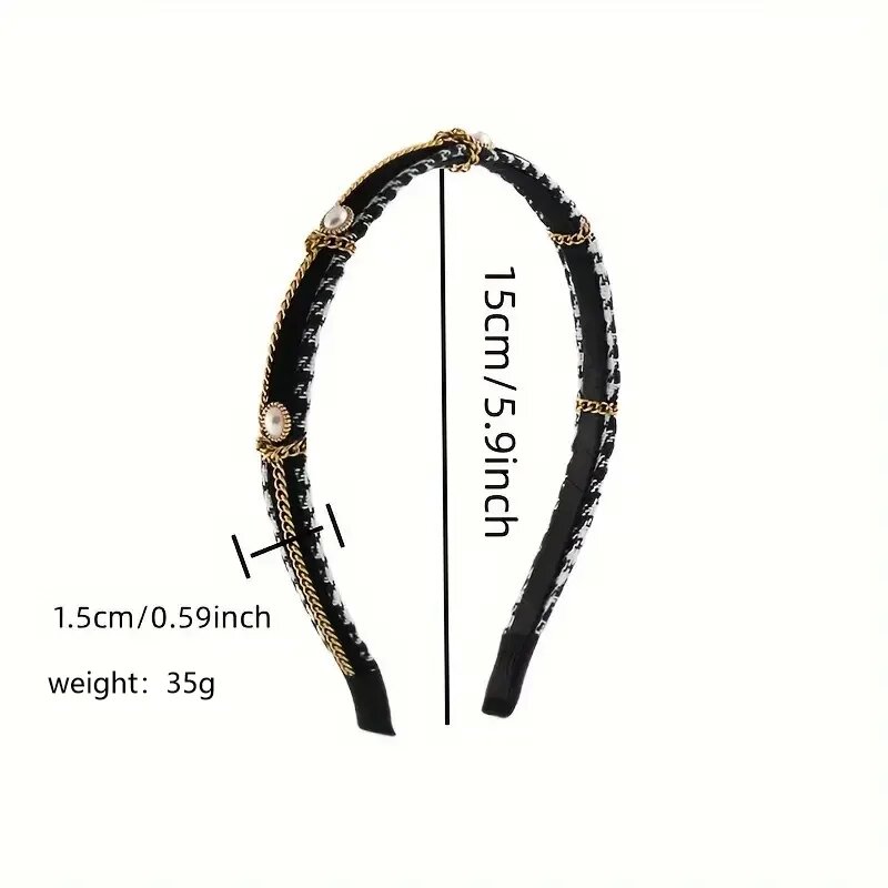 Fabric French Chic Simulated Pearl Chain Headband for Party & Everyday Use