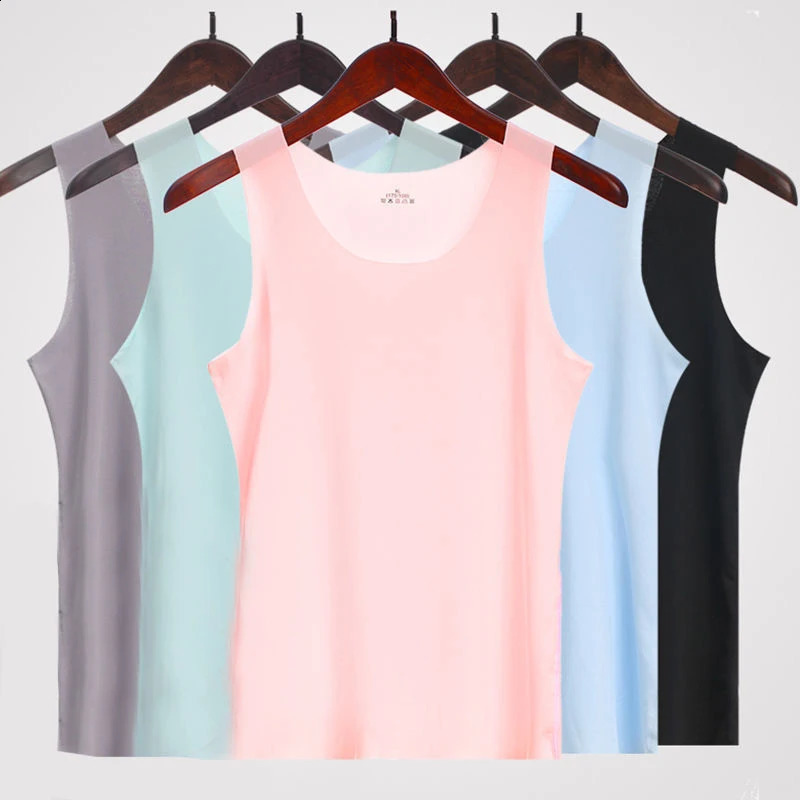 Womens seamless Tshirt solid color vest summer basic womens low neck bottom shirt elastic casual 250319