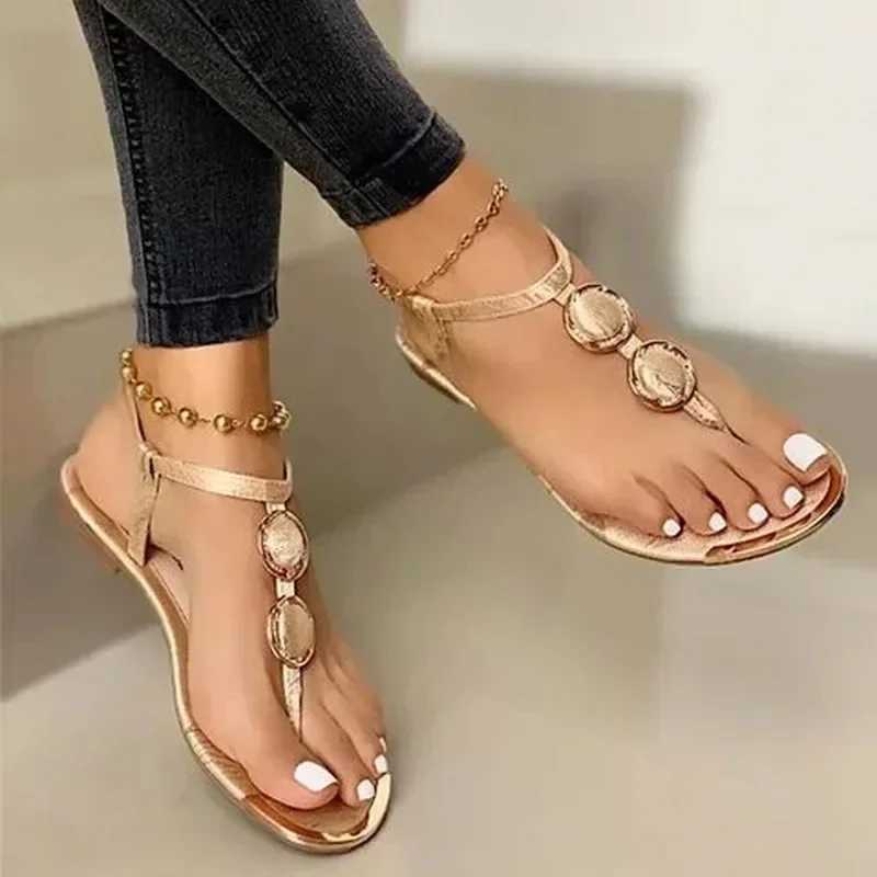 New Arrival Womens rhinestone decorated flat shoes casual clip toe summer shoes lightweight elastic band sandals T250318