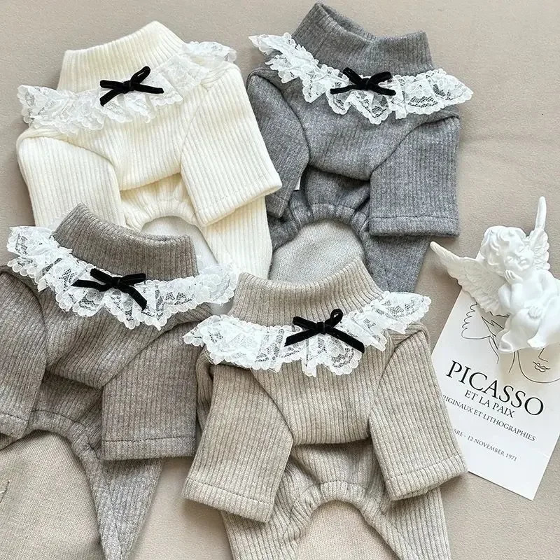 Lace Collar Base Shirts Dog Clothes Solid Color Small Dogs Clothing Kawaii Fashion Spring Autumn Outfits Girl Maltese Pet Items 250318