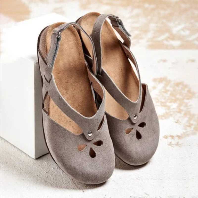 New Arrival Womens Sandals Summer Womens Comfortable Ankle Hollow Round Toe Sandals Womens Soft Beach Sole Womens Large Size T250318