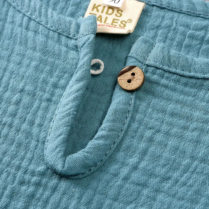 Cotton Linen Kids Clothes Girls Outfit Summer Boy Clothing Sets Solid Color Short Sleeve Tops Shorts Children Clothing 2-7 Years 250319