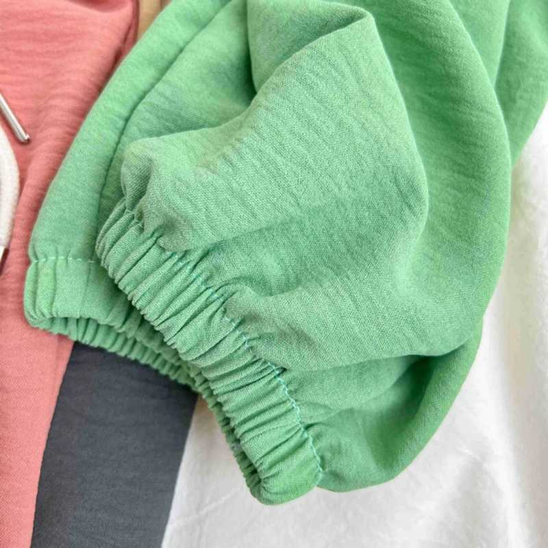 Childrens boys girls family outdoor breathable soft solid color childrens casual pantsT250318