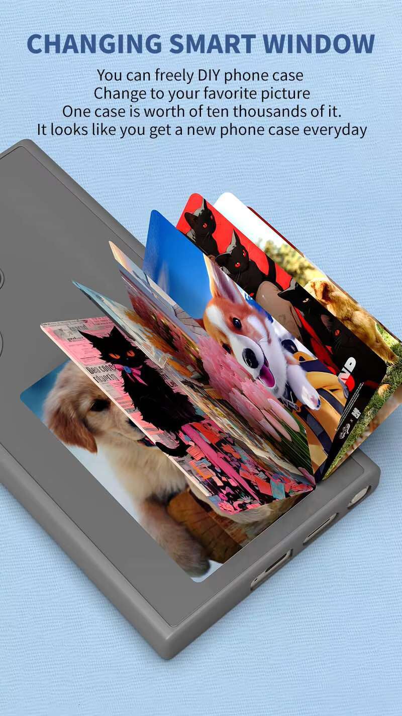 New Designer Magnetic Shockproof NFC Smart E Ink Display Mobile for Samsung S23 S24 ultra DIY Screen Phone Case
