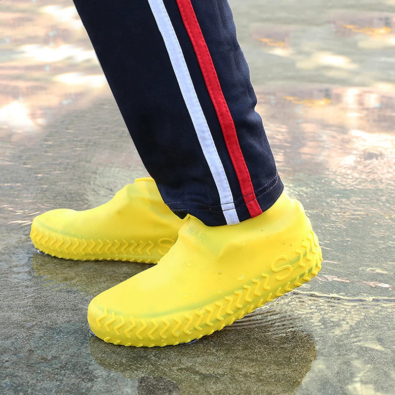 Reusable seasonal silicone rain boot cover thick anti slip waterproof latex childrens outdoor shoe accessories 250318