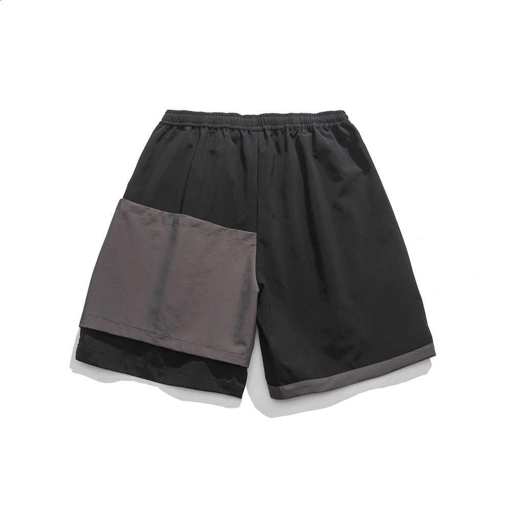 Korean Hip Hop Two Pieces Patchwork Waterproof Cargo Shorts Men Clothing Streetwear Skateboard Shorts Kpop Pants 250317