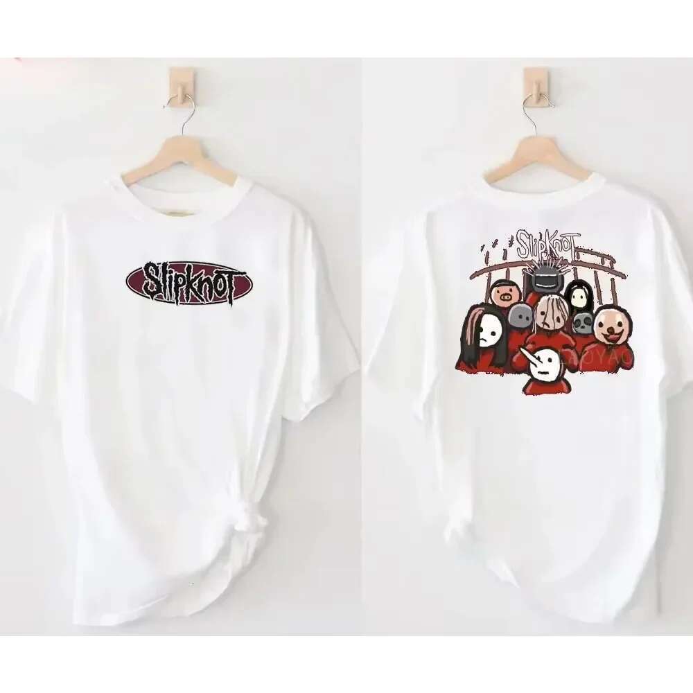 Black T-shirt, retro sliding knot for men and women, heavy metal rock band, hip-hop, aesthetic pattern, Y2K