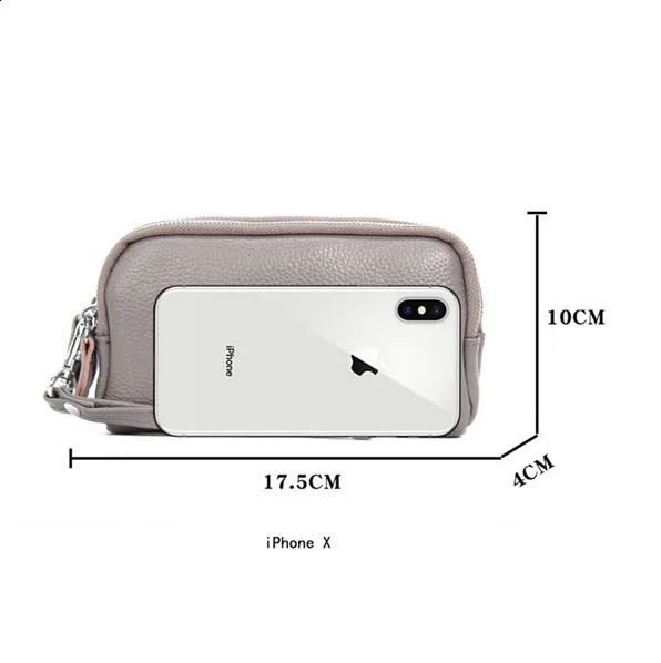 NIGEDU long womens wallet leather 3-layer zipper wrist bag large capacity womens clutch coin wallet phone bag black 250317